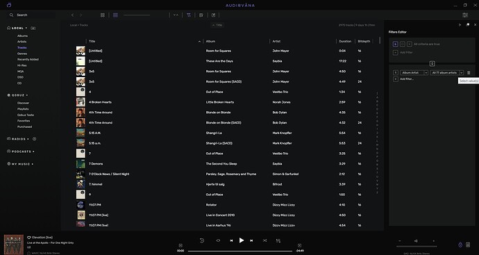 Filters Editor