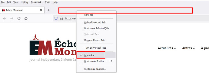 menu bar